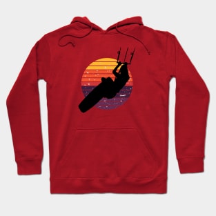 Kitesurfer Kitesurfing Lover Black Silhouette Retro Sunset Hoodie